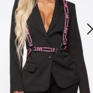 Black blazer with LOVE belt
